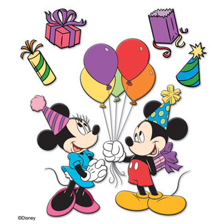 Contiene estas pegatinas # 6: en primer lugar, Mickey con sombrero de fiesta con globos. En segundo lugar, Minnie con sombrero de fiesta. Además, favor de fiesta. Además, sombrero de fiesta. Además, paquete de regalo. Finalmente, bolso de fiesta morado.
