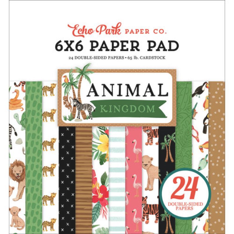  

DE PAPEL ANIMAL KINGDOM 6x6&quot;

 Este block de papel es parte de la colección Echo Park Animal Kingdom. Este block de papel de 6 &quot;x 6&quot; incluye todos los papeles estampados más grandes. Hay 24 hojas de doble cara, 2 de cada 12 diseños. Esta es una cartulina de 65 libras y es perfecta para capas, etiquetas, álbumes de recortes, tarjetas, diarios y otros proyectos de elaboración de papel con temas de Zoologico y mascotas ,aire libre , tropical entre otros

Equipo Scrapyart 
