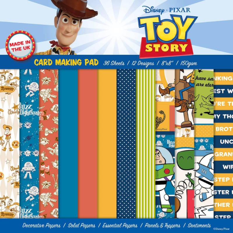 El block de Toy Story está lleno de colores brillantes con personajes icónicos de Disney y todo lo que necesitas para hacer hermosas tarjetas y proyectos creativos. El block para hacer tarjetas de Toy Story Mouse contiene papeles decorativos, papeles esenciales, papeles sólidos, toppers y Sentiments. El bloc mide 8 x 8 pulgadas con 36 hojas, 12 diseños, libre de ácido y lignina.

Equipo de Scrapyart
